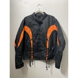Nexgen SH2188 Women's Motorcycle Riding Jacket Black and Orange Textile Size XL